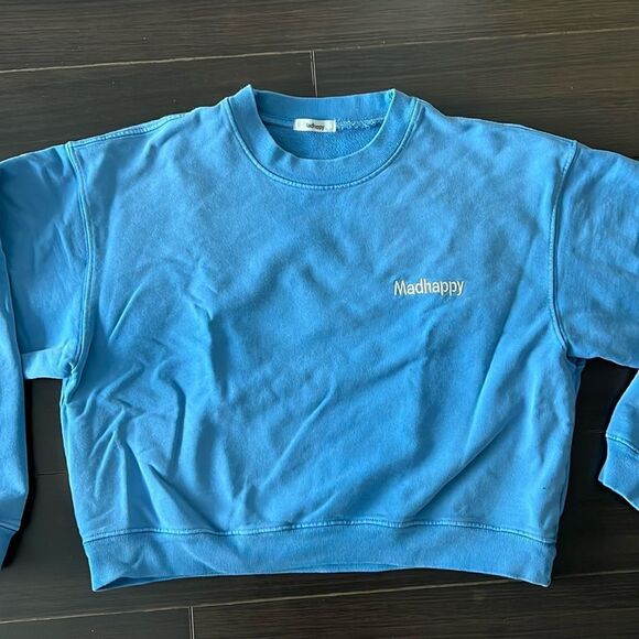 Madhappy Small Blue Cropped Sweatshirt,Small - Picture 2 of 9